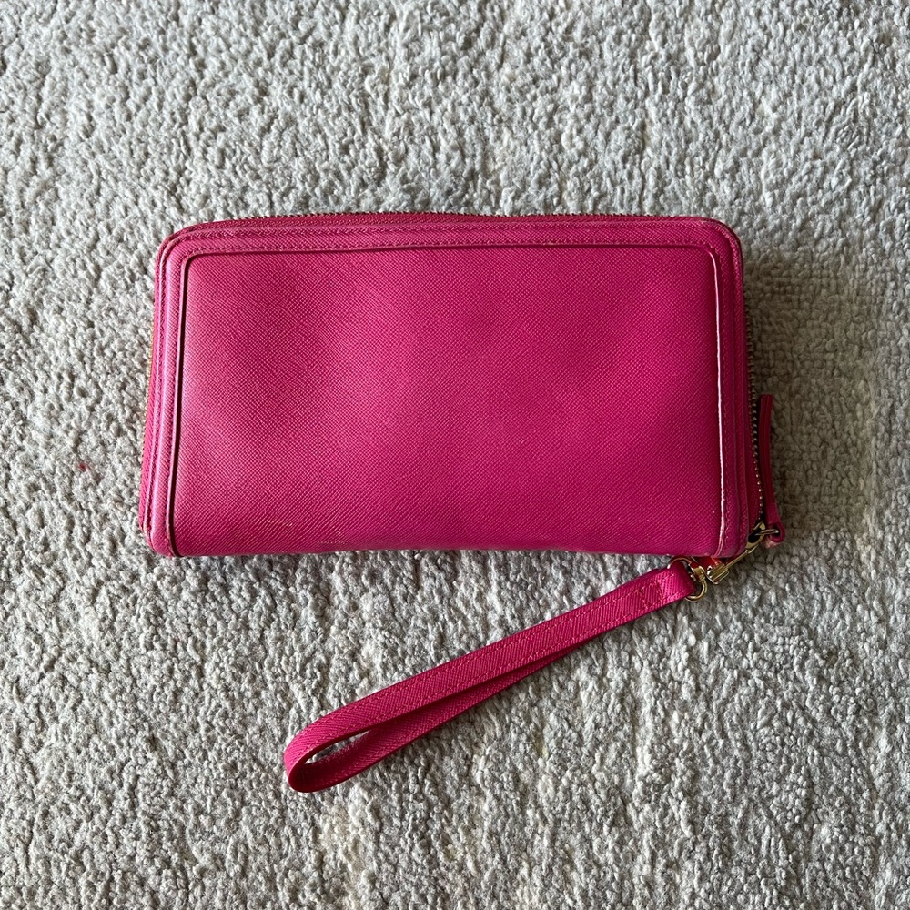 Halogen Zip around fuchsia wallet